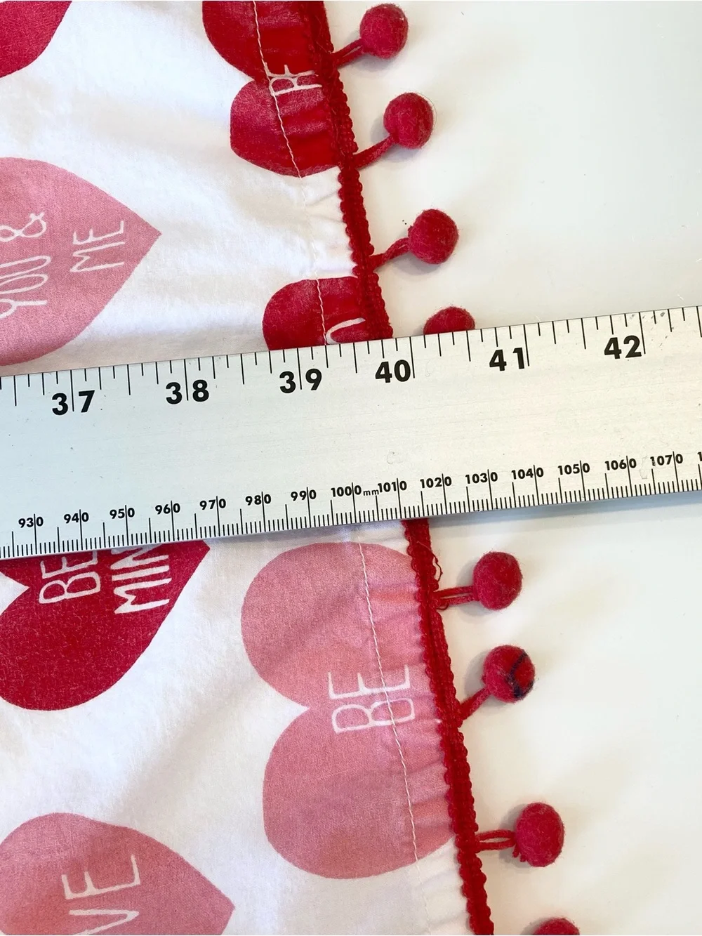 SUR LA TABLE Apron Red Love Heart Pom Pom Trim